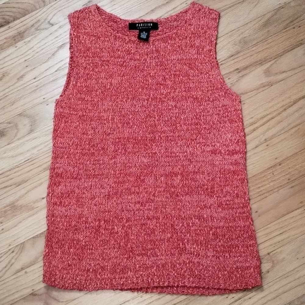 Parisian Signature Red woven sleeveless top Sz M Gorgeous